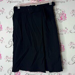 Contemporaine skirt belted buckle Black Knee-Length Pleated Pencil Skirt